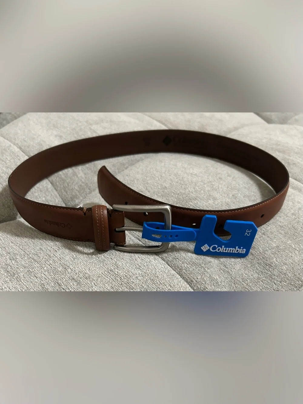 Columbia Tan/Brown Leather Lining Belt with Silver Buckle